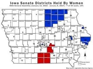 Women currently control seven seats, or 14 percent of the 50-member Iowa Senate.