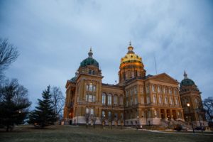 Day breaks Monday, Jan. 9, 2017, on the first day of the legislative session at the State Capitol in Des Moines.