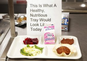 A sample tray shows students at Prairie Heights Elementary School what a healthy lunch looks like. Photographed on Wednesday, May 12, 2010, in Cedar Rapids.