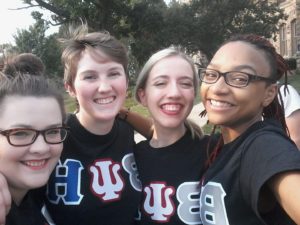 Four Cornell College students are active members of Beta Psi Eta this semester. They are, from left, Emily Bobbitt, Sara Renaud, Susan Stacy and Zaria Evans. The sorority also has 36 graduated sisters. (Submitted photo)
